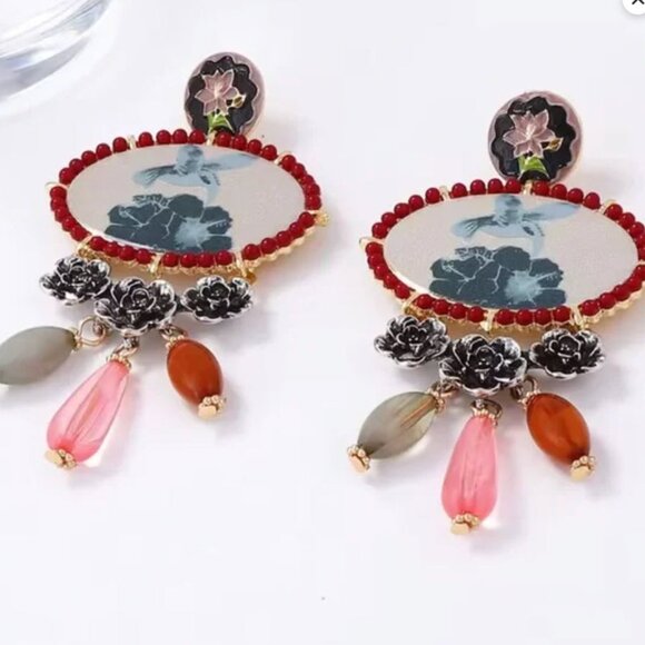 ZARA RESIN STONE CHARM EARRINGS - Picture 3 of 5